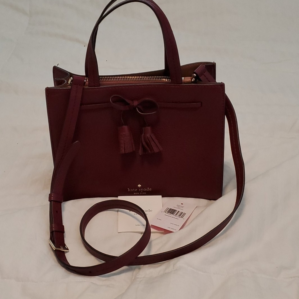 Kate Spade Small Satchel Hayes Purse Burgundy